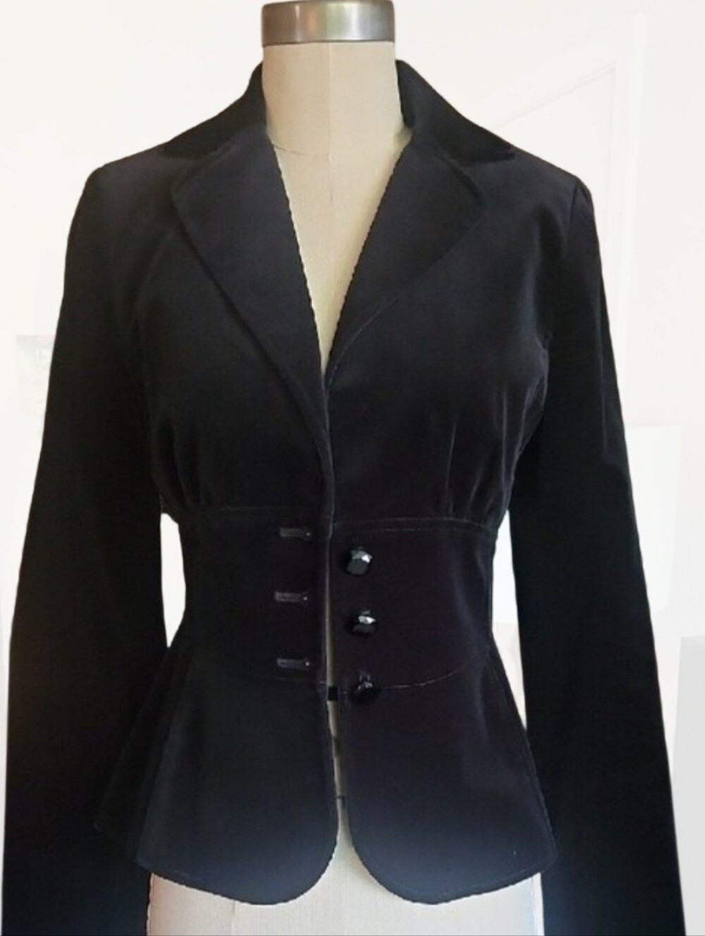 Y2K Laundry By Shelli Segal Black Women's Tailored Velvet Blazer Jacket